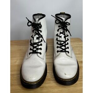 Dr. Martens Womens Zavala White Patent Leather‎ Combat Boot US  9 Grunge
